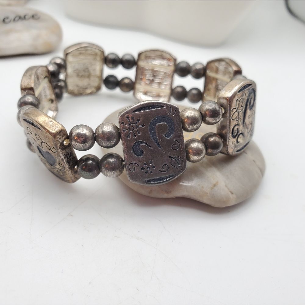 Celtic symbol swirl silver tone bracelet simplistic‎ patterns
